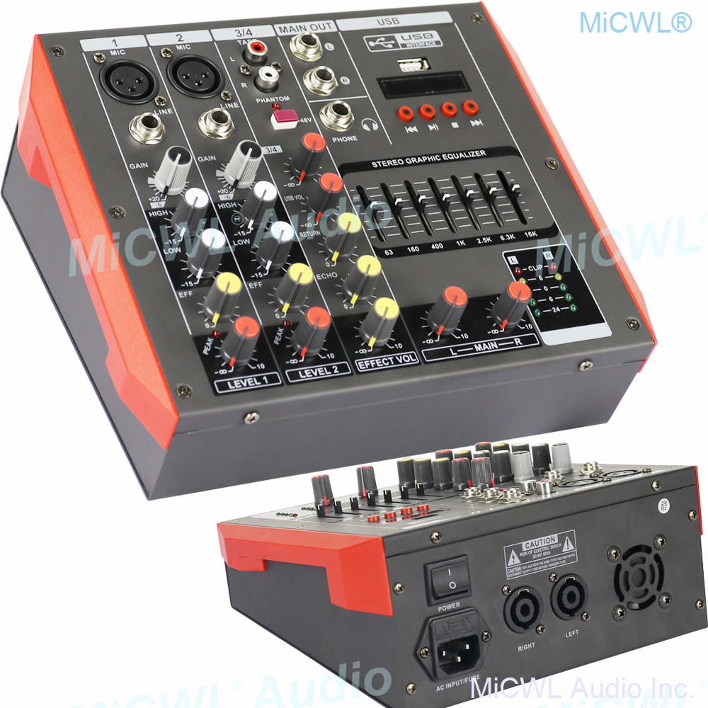 Audio And Music Mixer - Portable Mini 400W Amplifier Bluetooth Power
