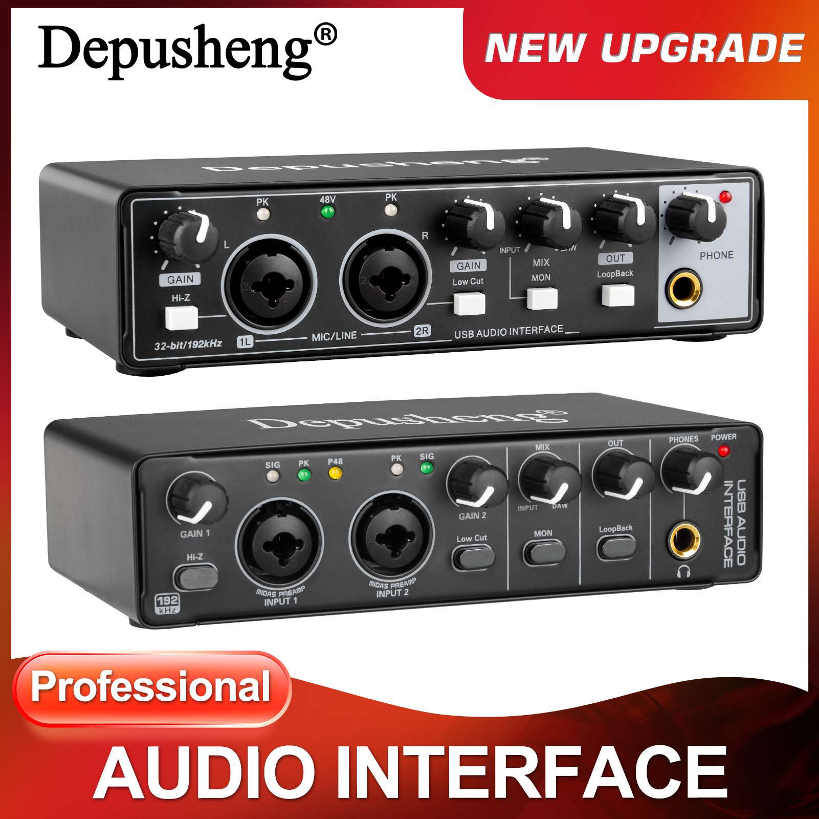 Audio And Music Mixer - Audio Interface Portable Sound Card Mixer