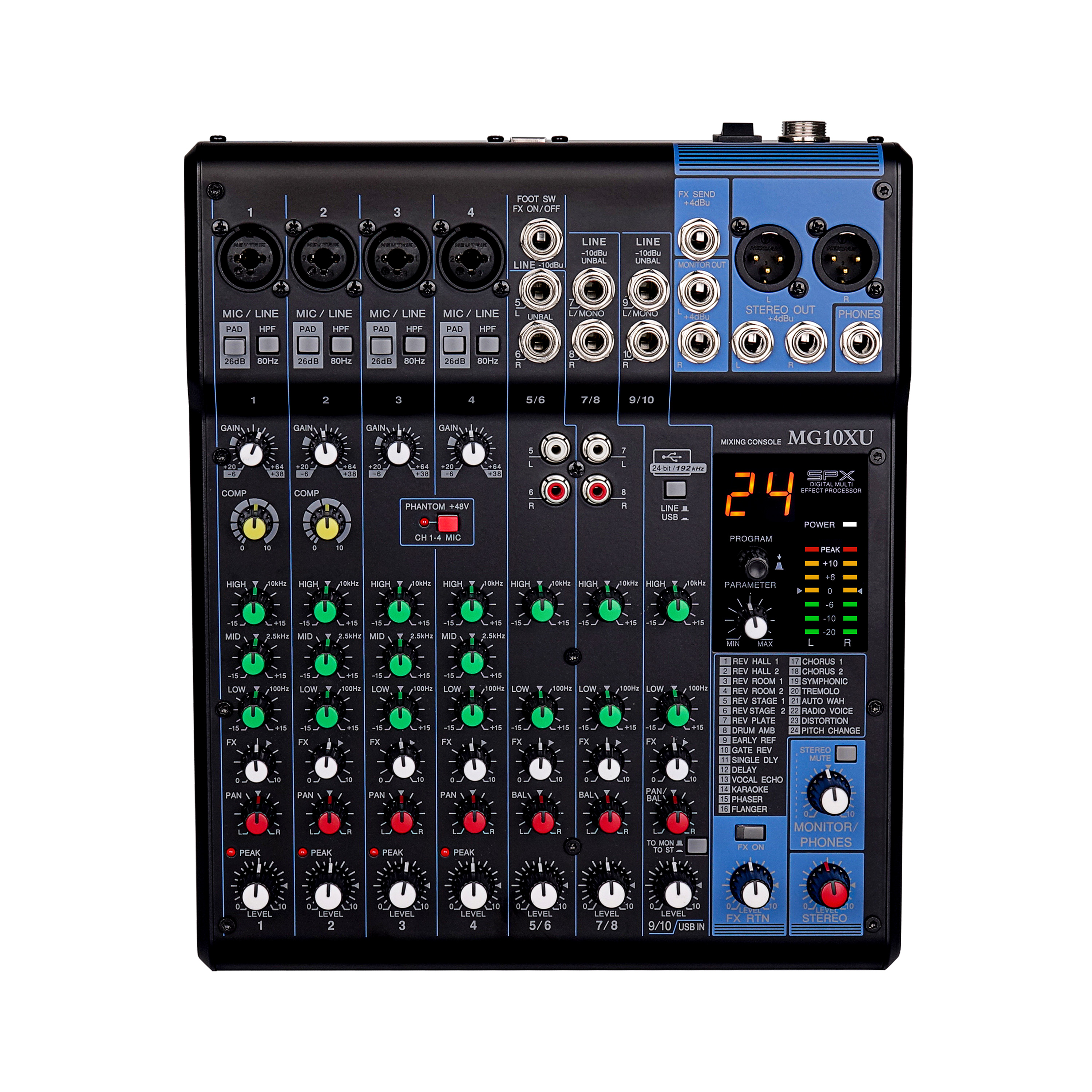 Audio And Music Mixer - 10-Channel Professional Audio Mixer Stainless Steel