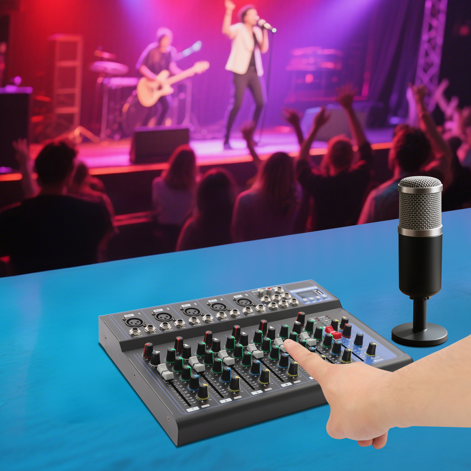 Audio And Music Mixer - 7-channel Audio Mixer Console Professional Dj