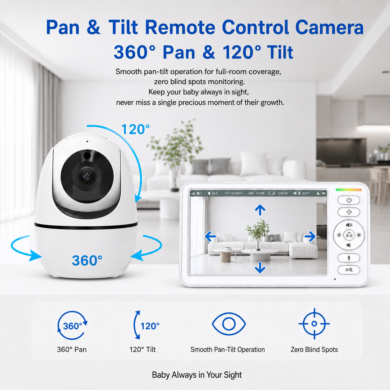 5 Inch Baby Monitor with PTZ C - đánh giá và giá Zoom Audio Music
