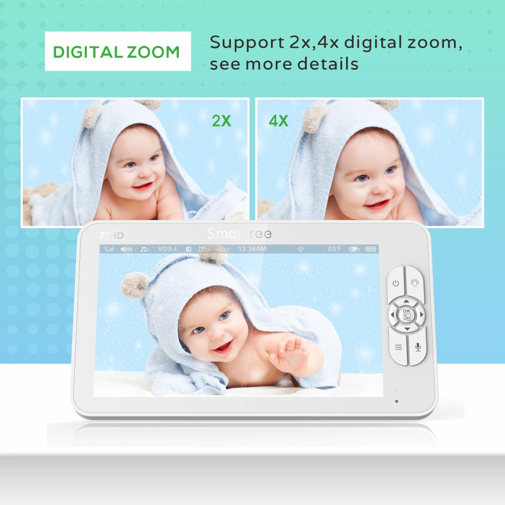 7.0 Inch HD Video Baby Monitor - đánh giá và giá Zoom Audio Music