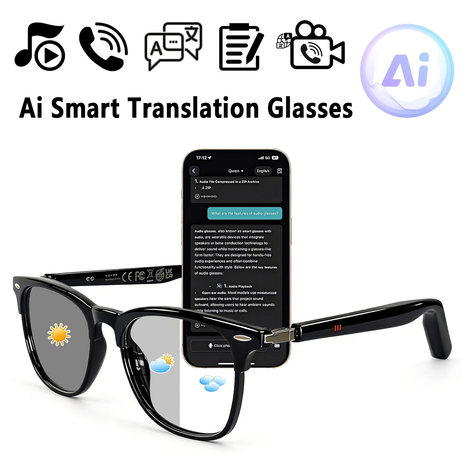 Smart Audio Glasses with Real- - đánh giá và giá Audio Music Hifi