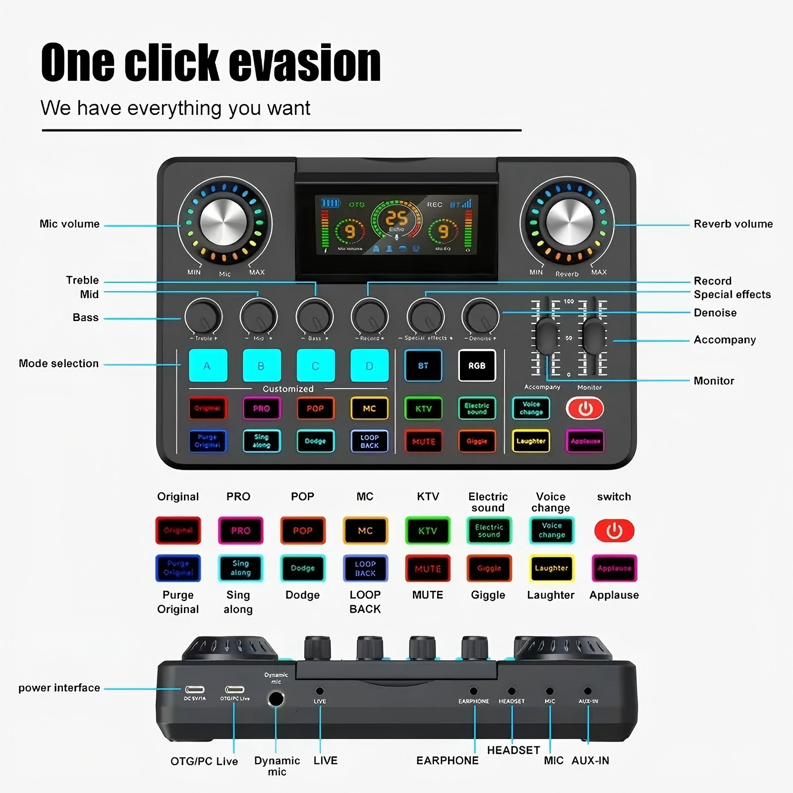 Audio Mixer, Live Sound Card W - đánh giá và giá Audio Music Voice Changer